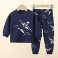 thumbnail image 2 of bbymog Boys' Fashion Thermal Underwear Outfits 2 piece Crewneck Long Sleeve Pullover Tops and Long Johns Sets Fall Winter Girls Clothes Blue C 6 Years, 2 of 3