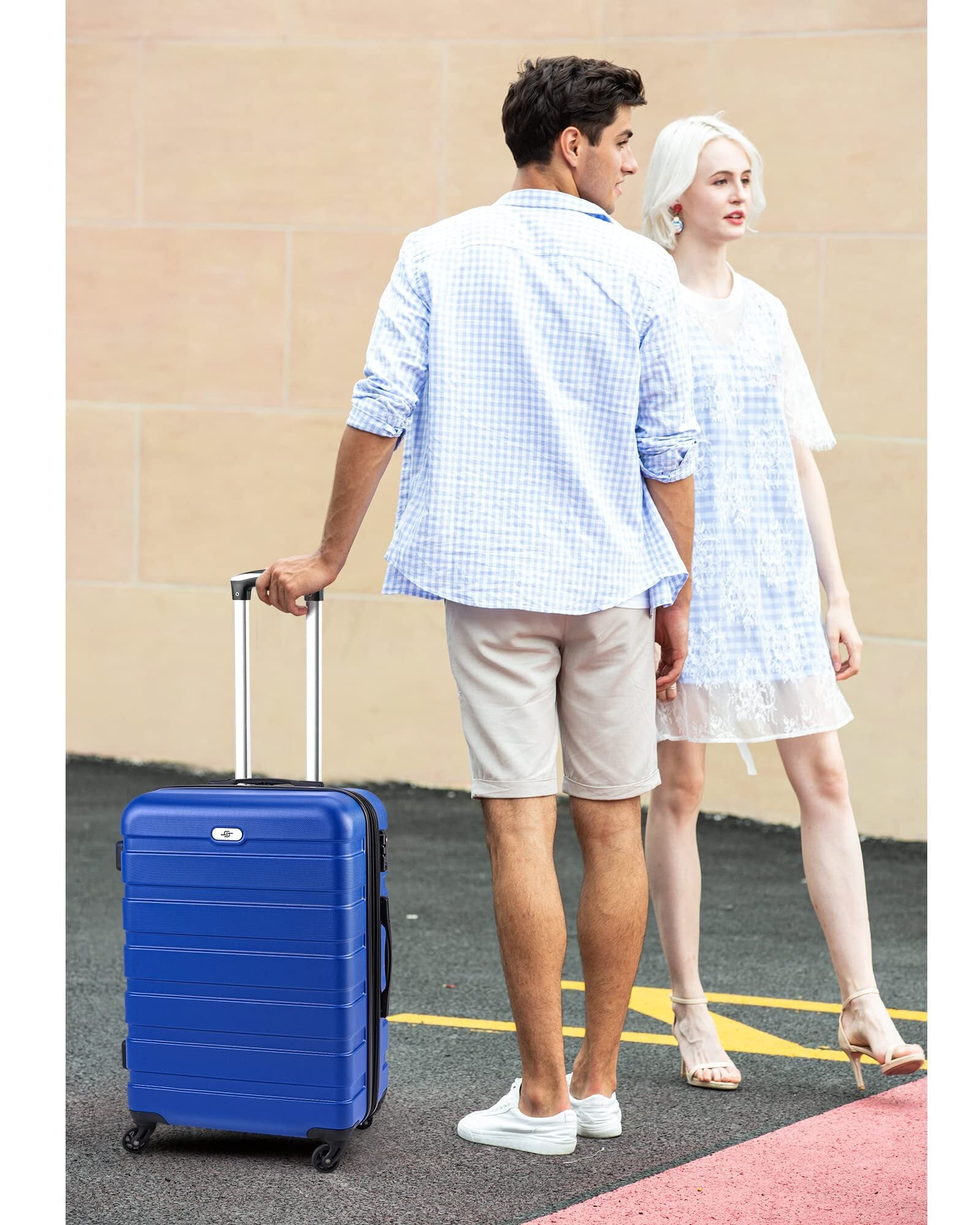 luggage sets 2 piece(20,28 inch) ABS hard suitcase with wheels and TSA lock travel set,bright blue  (图2)
