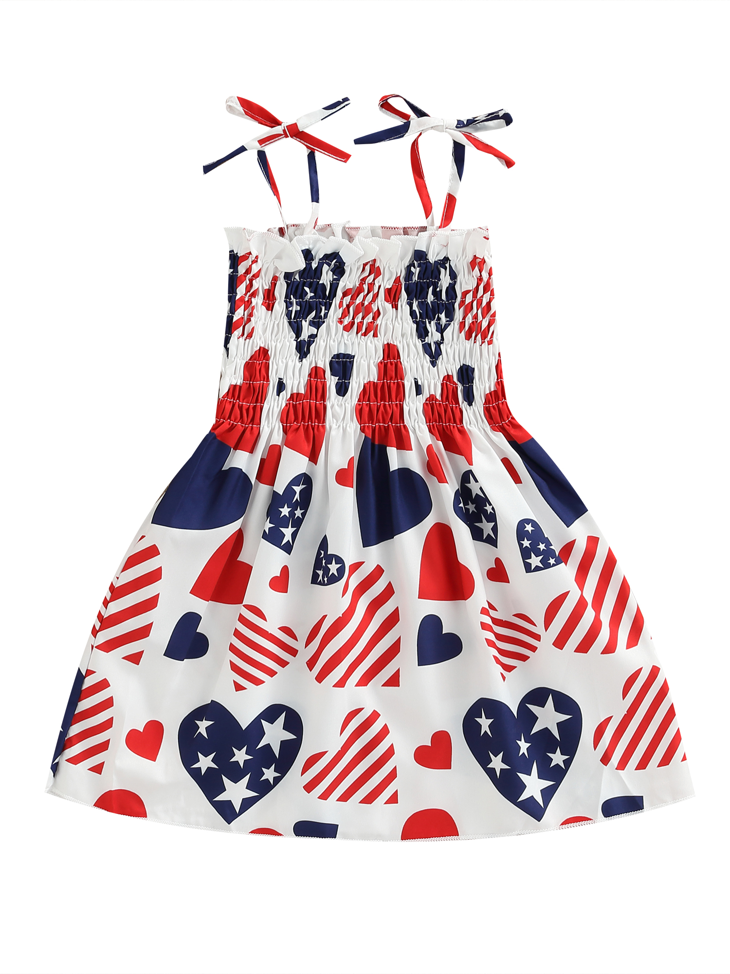 TheFound Toddler Baby Girl 4th of July Dress Strap American Flag Dress Summer Little Girls 