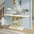thumbnail image 5 of Tribesigns 55 Inch Console Table for Hallway, Faux Marble Gold Entryway Table with Geometric Metal Base, Modern Narrow Sofa Accent Table for Entrance, Living Room, Foyer, 5 of 8