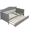 thumbnail image 4 of Wooden Twin Daybed Frame with Trundle Bed,Pinewood Sofa Bed for Bedroom Living Room, Space-Saving Sofa Bed for Children Guests Sleepovers, No Box Spring Needed (Gray), 4 of 6