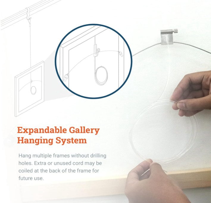 Picture Hang Solutions - 25-lb Capacity Nylon Loop Hanging Cables - 72-inch 2mm Hanging Wire - Gallery Hanging System (20 pieces per pack)