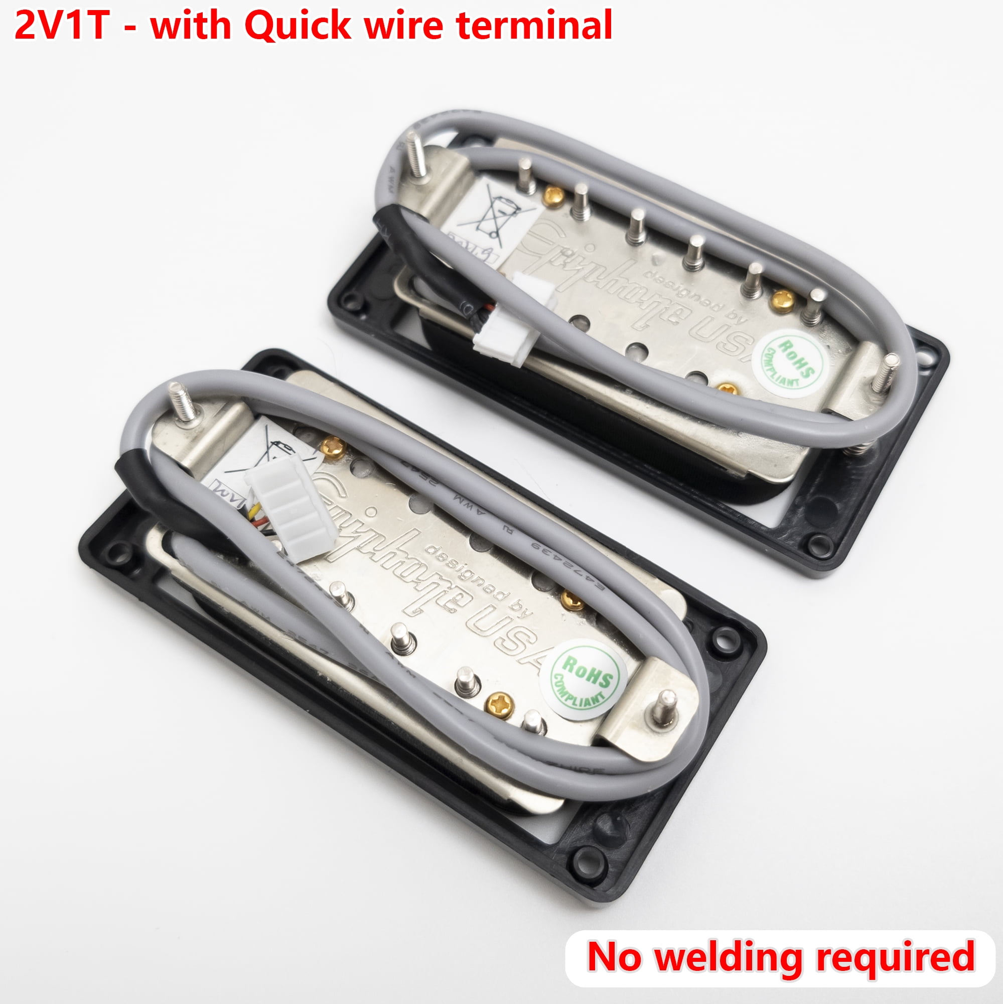 Guitar Alnico V Humbucker Pickups, 4C, with 2V1T Quick Connect Wiring Harness, For Gibson LP Guitar