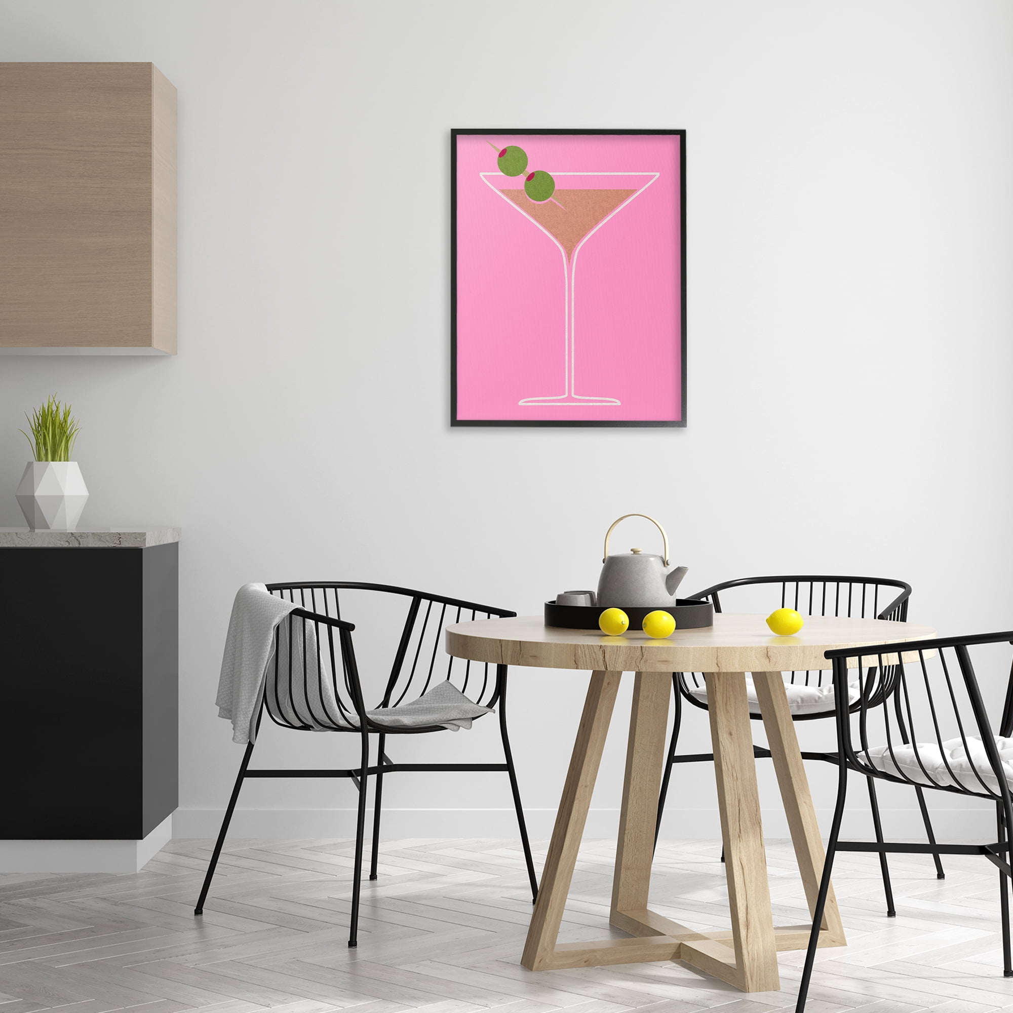 Stupell Industries Dirty Martini on Pink Food & Beverage Painting Black Framed Art Print Wall Art, 24 x 30