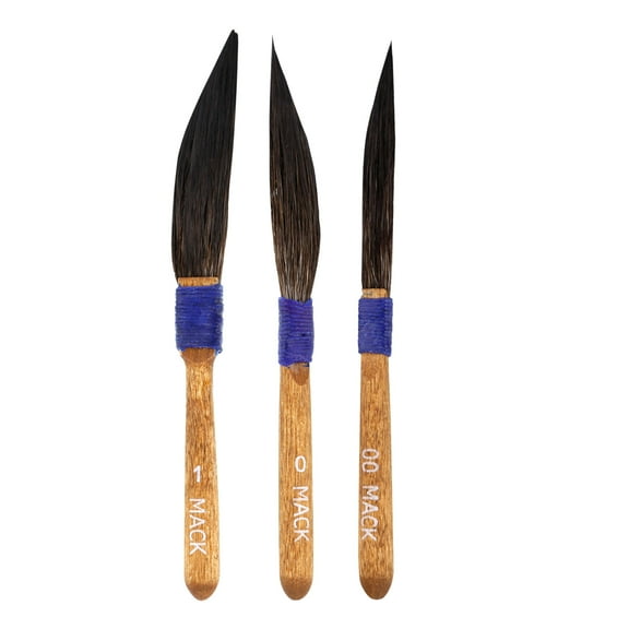Andrew Mack Brush 3 Sword Striper Brush Set Sizes 00, 0, 1 Pinstriping Brushes
