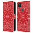 thumbnail image 1 of Head Case Designs Classic Paisley Bandana Red Leather Book Wallet Case Cover Compatible with Google Pixel 4a, 1 of 6