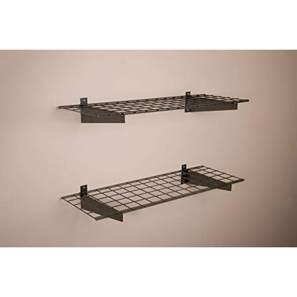 HyLoft 00651 45-Inch by 15-Inch Steel Wall Shelf for Garage Storage, Low-Profile Brackets, Hammertone, 2-Pack