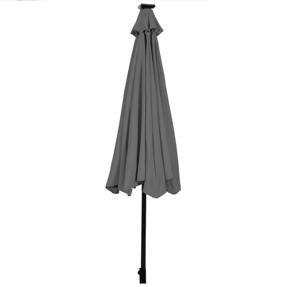 Spaco 10 Feet Outdoor Patio Umbrella with 3 Bright Solar LED Lights, Patio Umbrella with Sturdy and Durable Construction, Gray