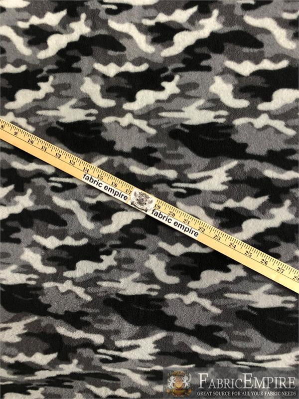 Fleece Fabric Printed ANTI PILL GRAYSCALE CAMOUFLAGE / 58" Wide / Sold
