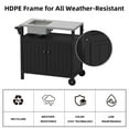 thumbnail image 4 of TORVA All in One Outdoor Grill Cart with Sink,Cabinet and Cover, 42 inch Freestanding Modular Kitchen Sink Station in 304 Stainless Steel&HDPE, All Weather Use BBQ Table, Black, 4 of 7