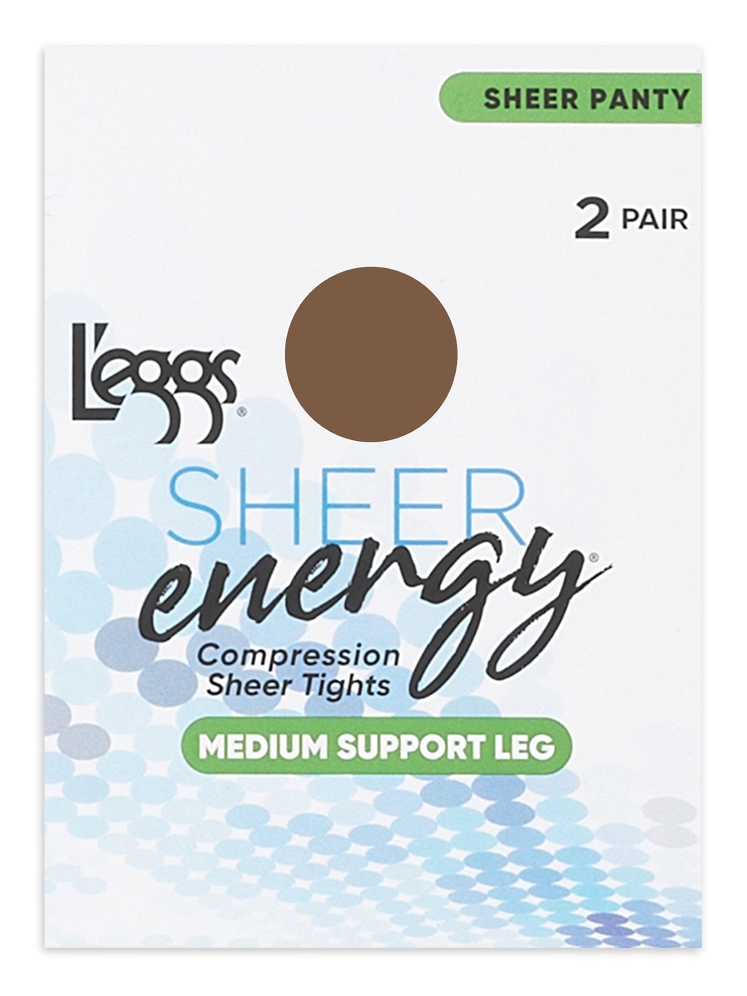 L'eggs Sheer Energy Medium Leg Support Sheer Panty Sheer Toe Tights, 2 Pair  