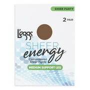 L'Eggs Sheer Energy Sheer Panty Medium Support Leg, 2 Pack