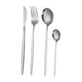 thumbnail image 1 of Juego de 4 cubiertos de cocina de acero inoxidable multifuncionales, cuchillos, tenedores y cucharas para fiestas de cumpleaños y festivales. Plata, 1 of 9