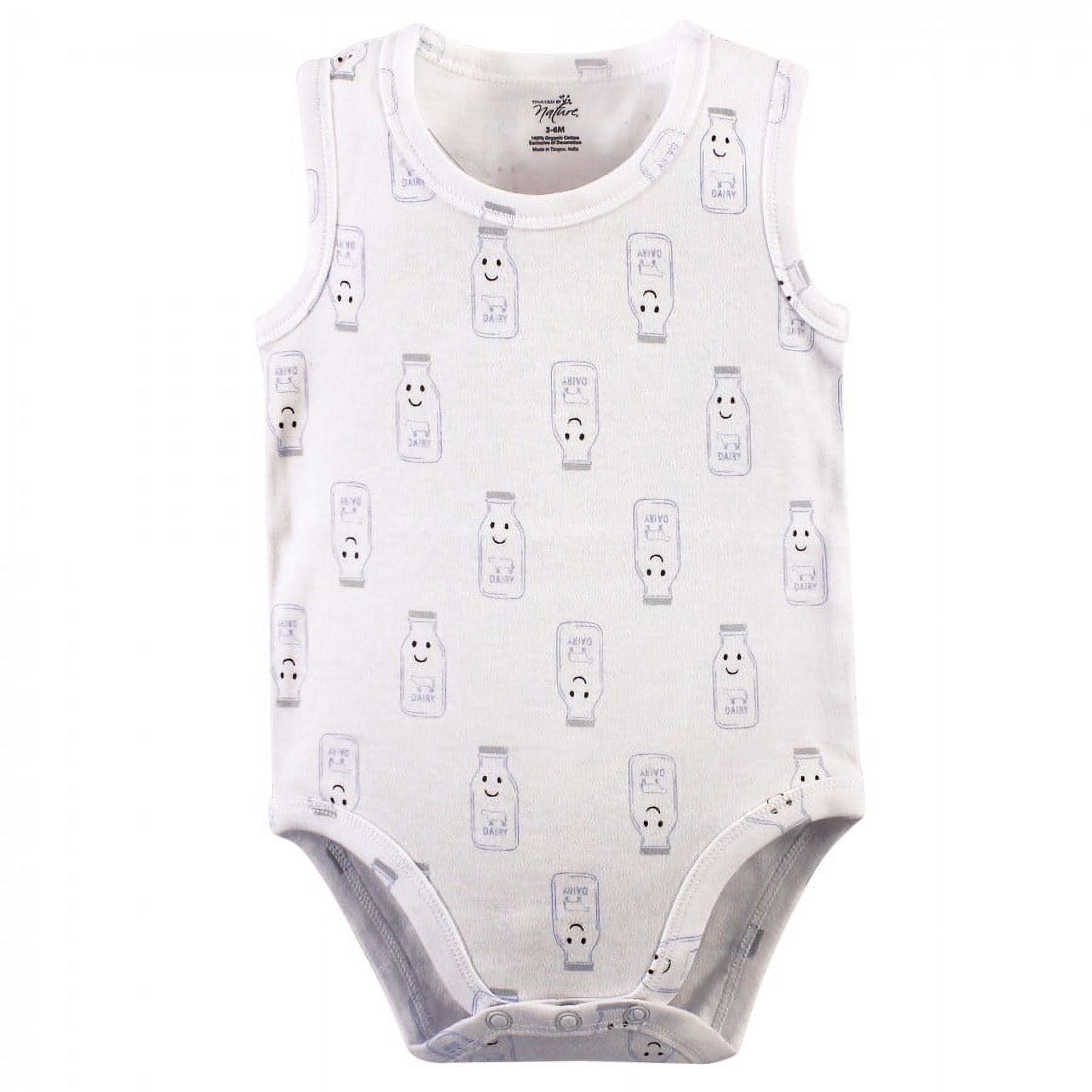 Touched by Nature Baby Boy Organic Cotton Bodysuits 5pk, Milk & Cookies, 6-9 Months