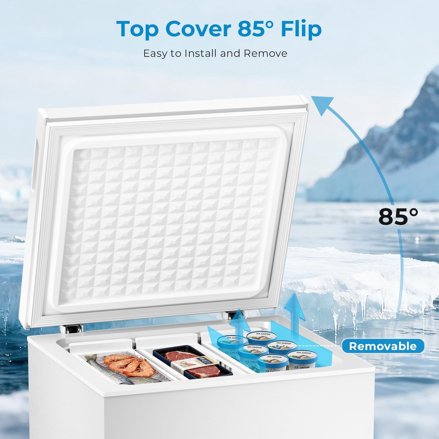 WAA 5.0 Cu.Ft Chest Freezer 3 Removable Baskets,Adjustable Temp for Home Bar Kitchen
