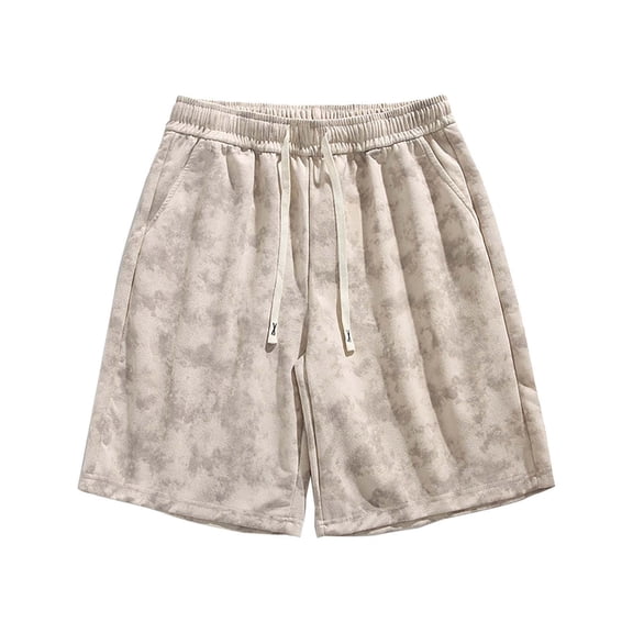 FUZHIQ Joggers for Men Shorts Solid Color Drawstring Elastic Waist Basketball Shorts Relaxed Fit Walking Summer Shorts Pull-On Knit Shorts with Pockets Daily Wear,L