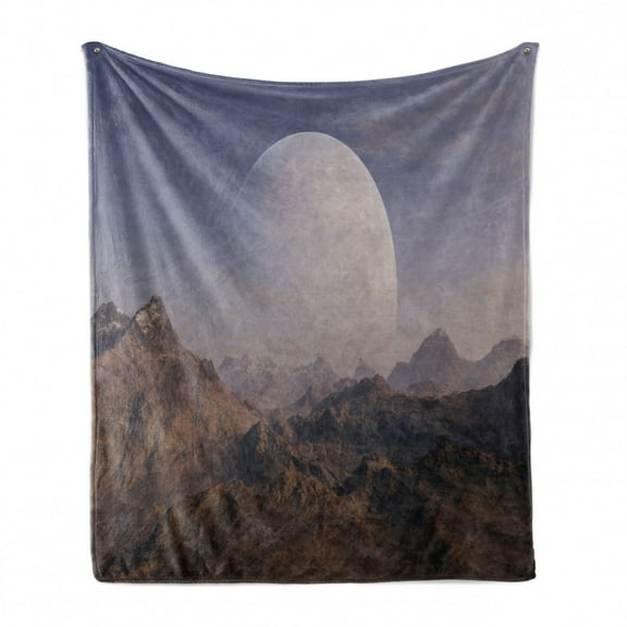Landscape Soft Flannel Fleece Throw Blanket, Double Exposure Morning Night Mountain Nature View Fantasy Rocky Formations, Cozy Plush for Indoor and Outdoor Use, 50" x 70", Multicolor, by Ambesonne