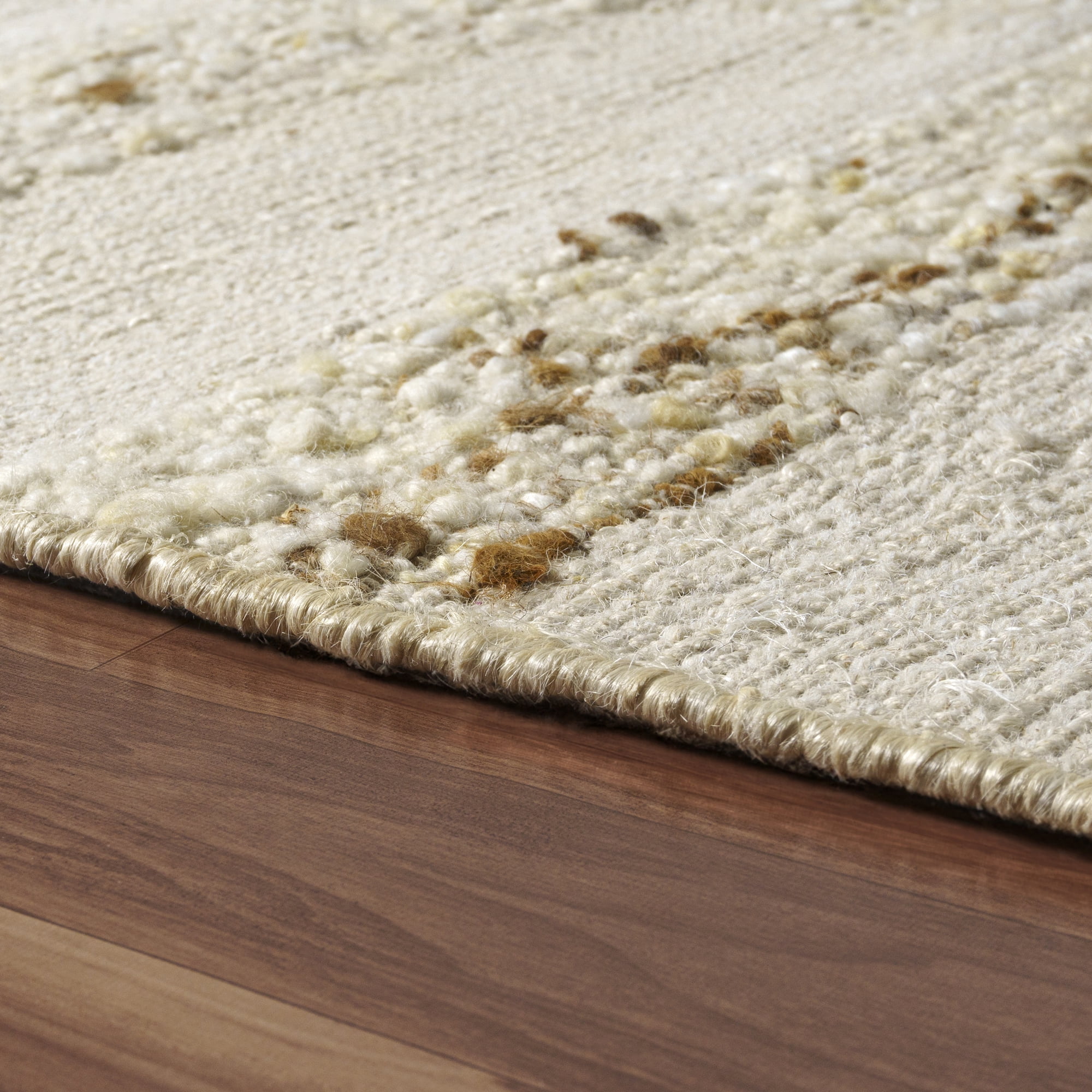 Ox Bay Hayden Checkered Farmhouse Wool Hand-Woven Indoor Runner Rug, Ivory/Natural, 2'6" x 8'