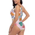 thumbnail image 4 of Sikiie Tropical Plants Print Women One Piece Swimsuits Tummy Control One Shoulder Bathing Suits Ruffle Swimwear, From S to XXL-X-Large, 4 of 6