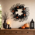 thumbnail image 5 of WWC Halloween Wreath, 24 inch Pumpkin and Black Bare Branch Wreath, Gothic Halloween Decor Twig Wreath for Front Door Party Porch and Mantel, 5 of 7