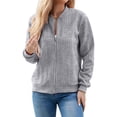 thumbnail image 2 of Suéter Tipo Cárdigan con Cremallera para Mujer, Sudadera con Capucha, Chaqueta de Larga, Conjuntos de Cuello Redondo, Abrigo Informal. Gris XL, 2 of 10