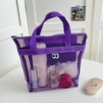 thumbnail image 6 of Taicans Beach Mesh Tote Bag,Mesh Shower Caddy Bag Portable Hanging Toiletry and Bath Organizer with Zipper for Travel,Swimming,Gym,Camping,College Dorms,Beach-Purple, 6 of 6