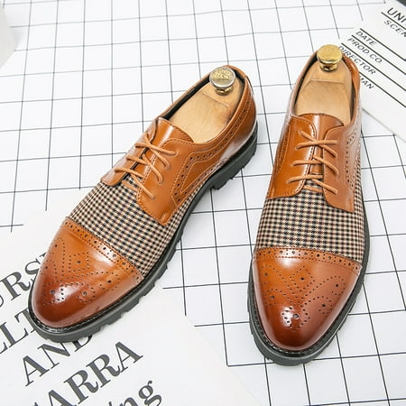 

Men‘s Brogue Color Block Dress Shoes Derby Shoes Classic Formal Shoes For Wedding Business Party