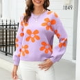 thumbnail image 6 of Wancir Sweaters for Women 2024 Crewneck Cute Color Block Fall Winter Knitted Pullover Tops, 6 of 9