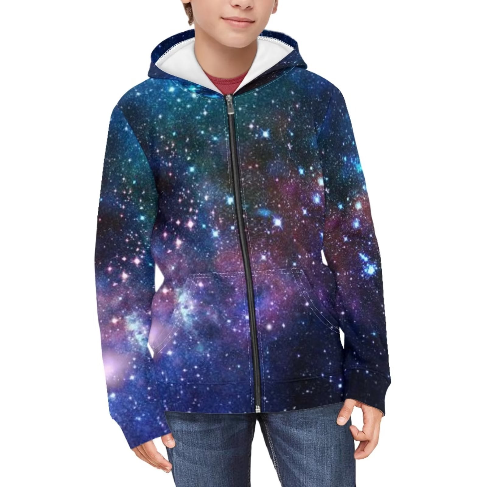 FKELYI Universe Star Zipper Hoodie y2k Size 14-16 T Stretchy Teen's Fashion  Hoodies & Sweatshirts Comfortable Zip Hoodie Jacket Boys