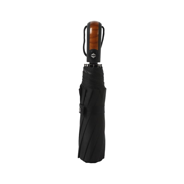 Paraguas automático Inteprter negro de alta gama con mango de madera elegante