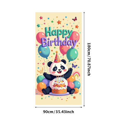 LUUFILx Panda Birthday Backdrop Banner for Kids Party Supplies Happy Birthday Decorations with Balloons and Flowers Party Decor Background Props
