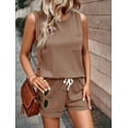 thumbnail image 2 of yillto 2 Piece Sets for Women Summer Lounge Shorts Set Crew Neck Tank Tops Matching Sweatsuit with Pocket, 2 of 6
