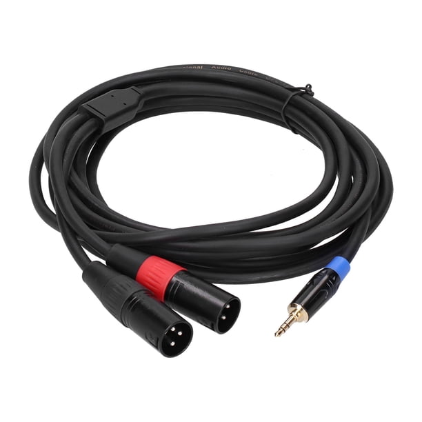 Cable adaptador de audio con conector estéreo macho de 3,5 mm a conector XLR macho doble de 2,5 mm, 5 m