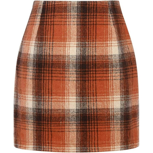 Jupe Mini à Carreaux pour Femmes Taille Haute Ligne A Jupe Crayon Automne