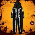thumbnail image 2 of FEIFLY Kids Jumpsuit Halloween Skeleton Themed Parties Hood Cartoon Onesie Family Matching Romper Holiday Loungewear Homewear For Daily Wear And Party, 2 of 3