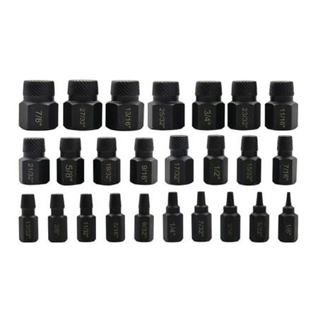 

25Pcs Screw Extractor Set Hex Head Multi Easy Out Extractor Set Molybdenum Alloy Steel Rounded Remover WEE183