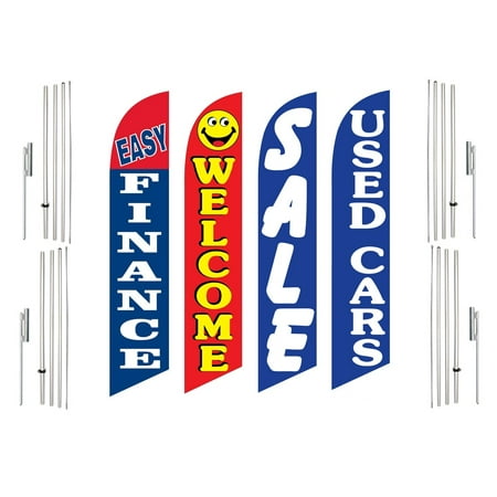 4 Swooper Flags With 4 Pole Kits Easy Finance Welcome Sale Used Cars