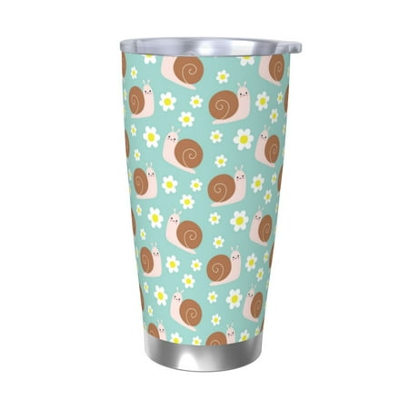 

KLL Snail And Flower Print 40oz Stainless Steel Insulated Car Cup with Spillproof Lid - Keep Your Drink Hot or Cold on the Go-Without Straw