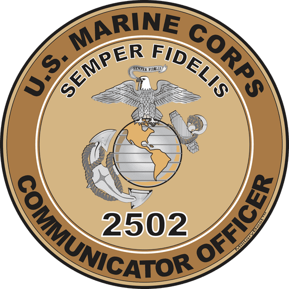U.S.M.C. MOS 2502 Communicator Officer Decal 5.5" - Desert Tan