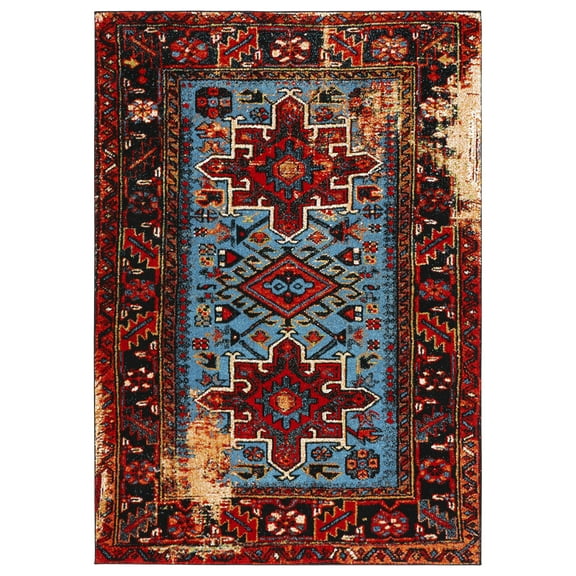 SAFAVIEH Vintage Hamadan Dania Oriental Area Rug, Red/Light Blue, 5'3" x 7'6"
