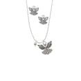 thumbnail image 2 of Delight Jewelry Silvertone Mini December - Teal Crystal Heart Silver tone Guardian Angel Charm Necklace and Stud Earrings, 2 of 4