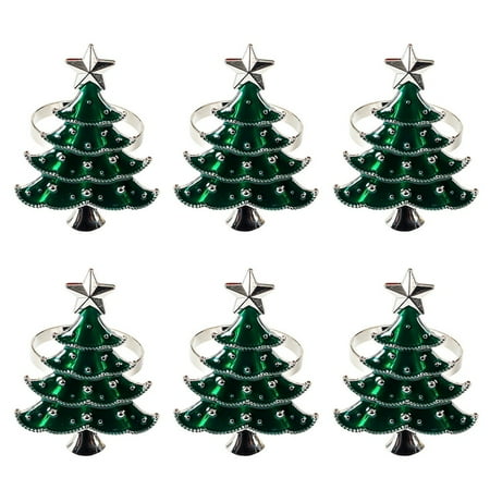 

Christmas Napkin Rings - Set of 6 Christmas Tree Napkin Rings for Christmas