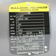 5 hp 3450 RPM 184T Frame ODP 208-230 Volts Baldor Electric Motor # L1409T