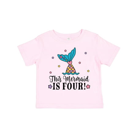 

Inktastic 4th Birthday Mermaid Tail Girls Gift Toddler Toddler Girl T-Shirt