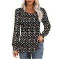 thumbnail image 2 of Oalirro Long Sleeve Shirts for Women Fall Tops Dressy Casual Blouses Floral Scooped Neck Tunic Tops for Leggings, 2 of 5