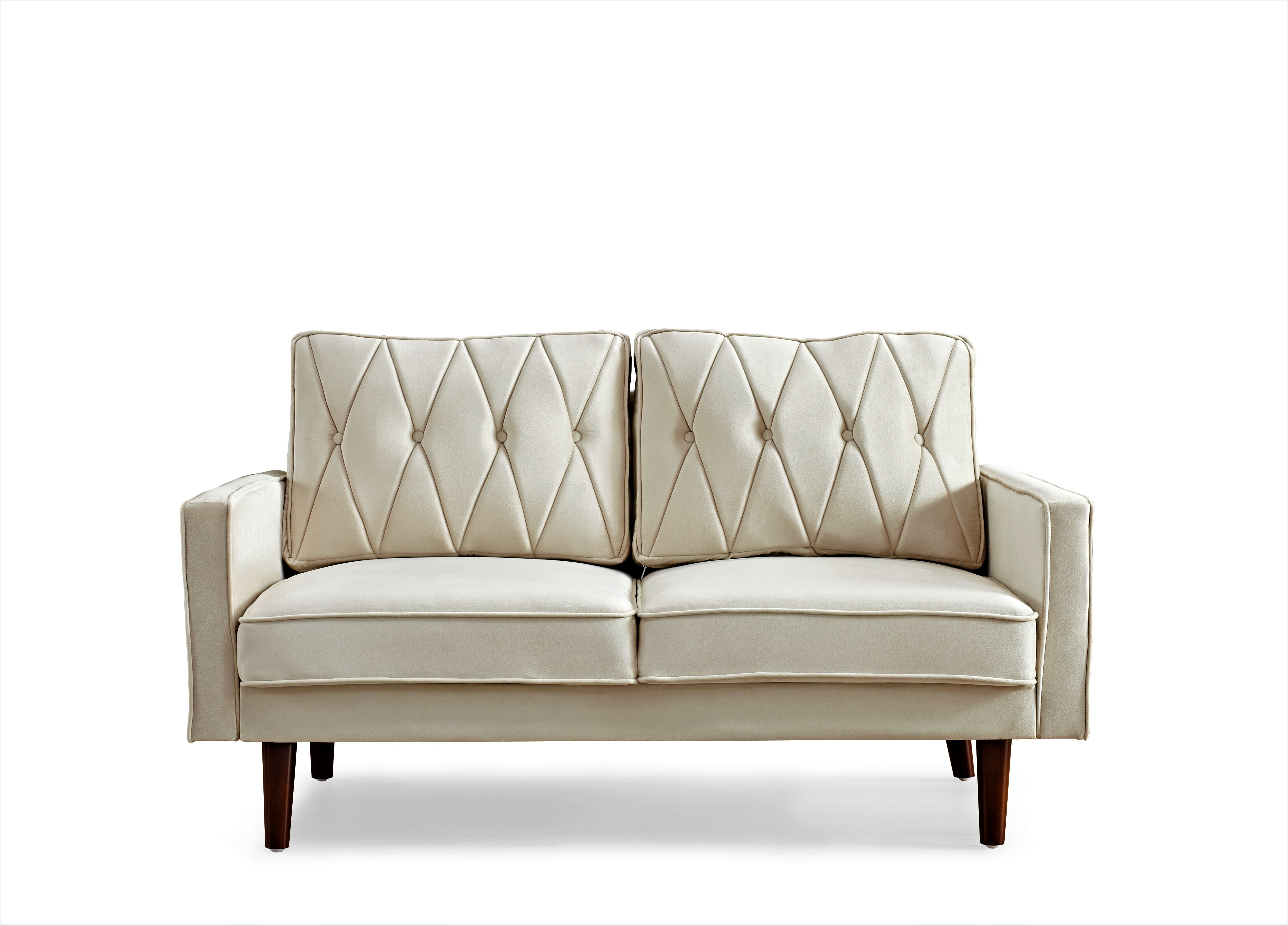 Us pride furniture Feemster 57.5'' Velvet Square Arm loveseat -Ivory