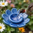 thumbnail image 6 of Bee Watering Station, Ceramic Bee Cup for Garden, Flower Shaped Bee Watering Station Bird Bath Water Feeder, Butterfly Drinking Cup Bee Bath Bowl Garden Stake (1PC, 2"x12.6", Blue), 6 of 7