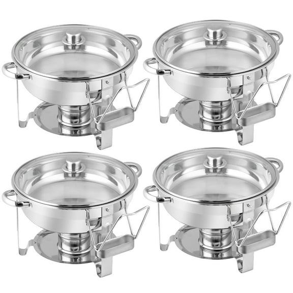 5 Qt Chafing Dish Buffet Set with Visible Glass Lid and Holder for Event 4 Pack