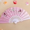thumbnail image 4 of Vjnyvs 4pcs Floral Folding Hand Fan Vintage Retro Plastic Handheld Fans Folding Fan Wedding Dancing Church Party, 4 of 7