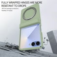 thumbnail image 5 of TECH CIRCLE for Galaxy Z Flip 6 2024 6.7" Magnetic Phone Case with Rotating Kickstand Grip Ring Holder, Compatible with MagSafe, Built-in Tempered Glass Screen Protector, Protective Slim Cover, Green, 5 of 7